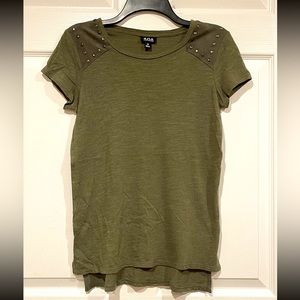 A.N.A Womens Top.  Size Small. Green with Beaded Shoulders